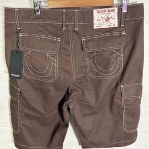 True Religion Men's Dark Brown Cargo Shorts
